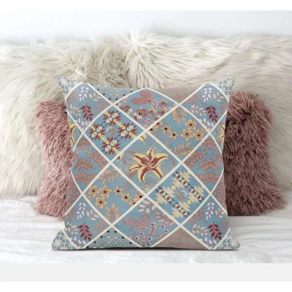 Fall Patch Snowflowers Pillow Light Blue Yellow 20x22 x 20x22
