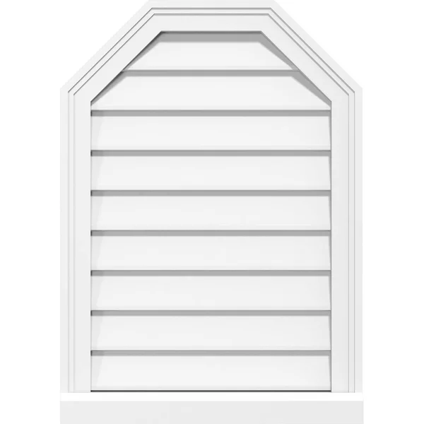 Ekena Millwork GVPOT34X3803SN 34x22W x 38x22H Octagonal Top Surface Mount PVC Gable Vent: Non-Functional - w/ 2x22W x 2x22P Brick