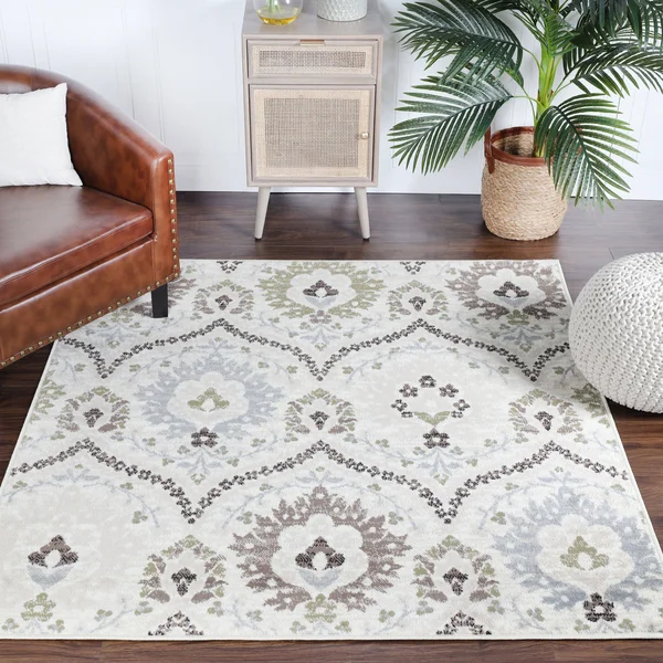 Miranda Haus Oriental Floral Damask Polypropylene Indoor Area Rug - 2&6x22 x 10& - Multi-Colored