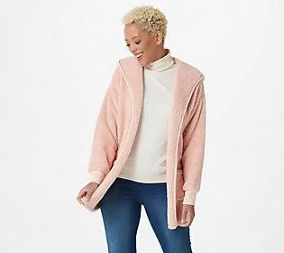 Koolaburra by Ugg Cozy Shaggy PlushCardigan - Size Medium, Pale Blush