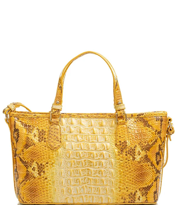 Brahmin Melbourne Medium Asher Crocodile-Embossed Tote Bag - Canary