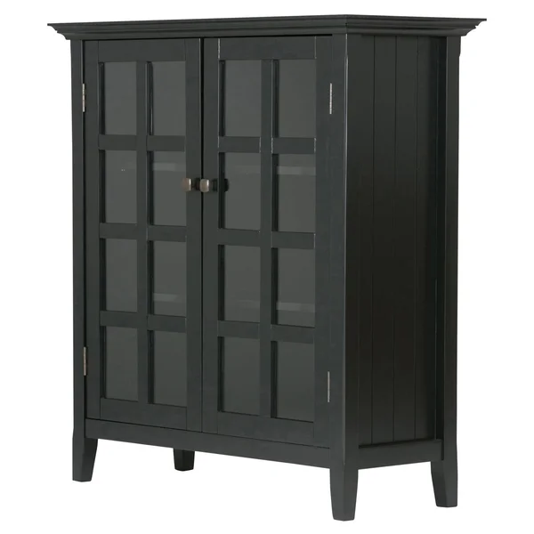 Brooklyn + Max Brunswick Solid Wood 39 inch Wide Rustic Medium Storage Cabinet in Black