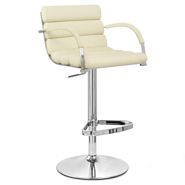 Zuri Cream Ego Adjustable Height Swivel Bar Stool with Chrome Base