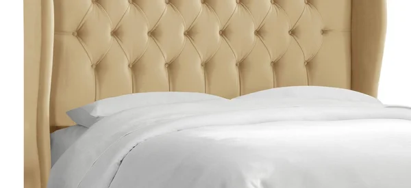 Skyline Tufted Wingback Panel Headboard in Beige - Queen