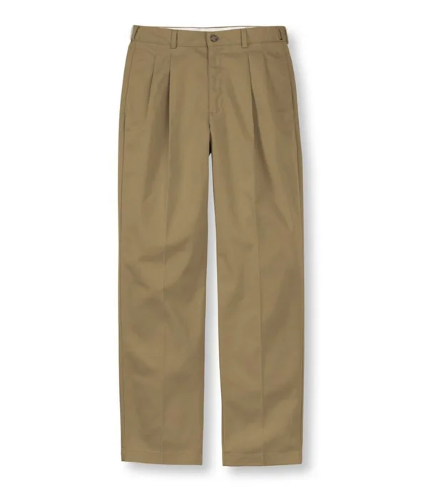 Men's Wrinkle-Free Double L Chinos, Natural Fit Hidden Comfort Pleated Brown 40x29, L.L.Bean