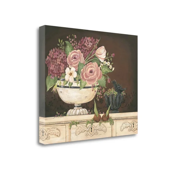 17x22 x 21x22 Floral with Black Bird by Jo Moulton Fine Art Giclee Print