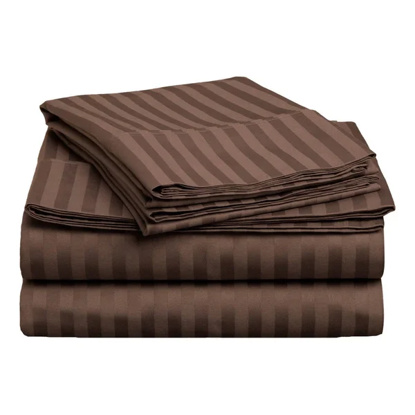 Superior 400 Thread Count Deep Pocket Stripe Cotton Sateen Sheet Set (King - White)