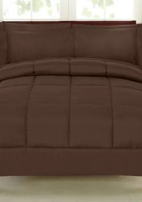 Sweet Home Collection 7 Piece Bed-in-a-Bag Down Alternative Comforter & Sheet Set - Chocolate - Full