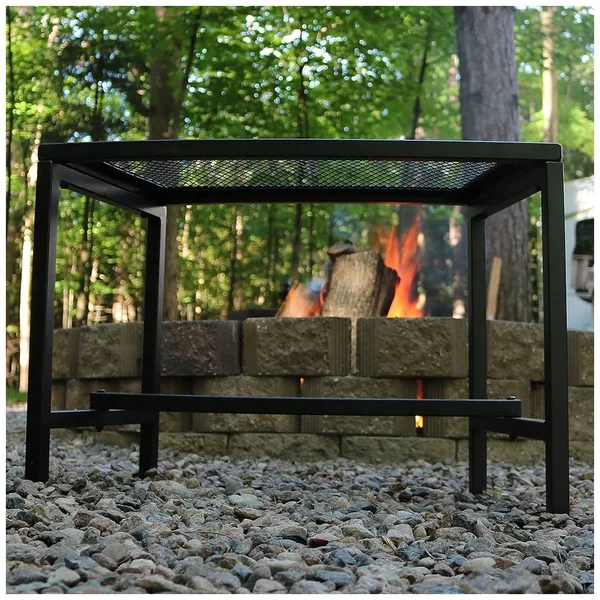 Sunnydaze Black Mesh Patio Fire Pit Bench, 23 x 16 inch - 2 Benches