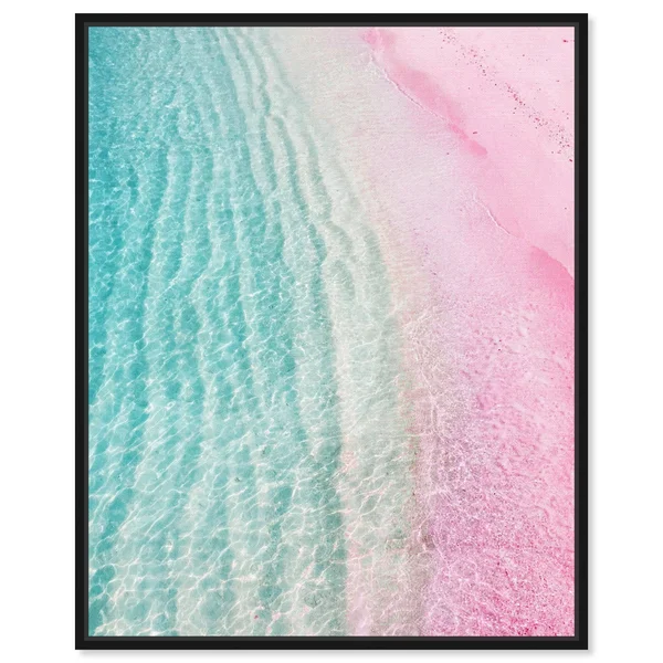 Oliver Gal 'Unicorn Beach' Nautical and Coastal Wall Art Framed Canvas Print Coastal - Pink, Blue - 24 x 30 - White