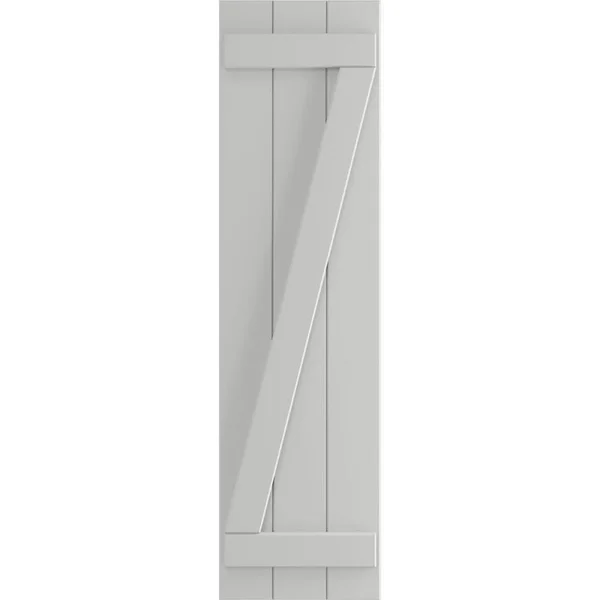 Ekena Millwork 16-1/8x22 x 26x22 True Fit PVC Three Board Joined Board and Batten Shutters w/Z-Bar - Hailstorm Gray (Per Pair)