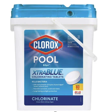 Clorox Xtra Blue 40 Pound 80 Tab Pool and Spa 3 inch Long Lasting Chlorinating Tablets - Size: 6 in