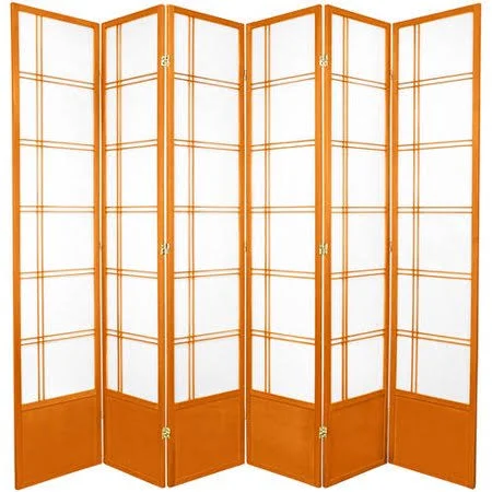 Oriental Furniture Double Cross Shoji Screen - Honey, 4 Panels, 83.5" x 68" x 1"