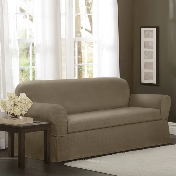 Maytex Torie Stretch 2-Piece Loveseat Furniture Cover/Slipcover - Tan