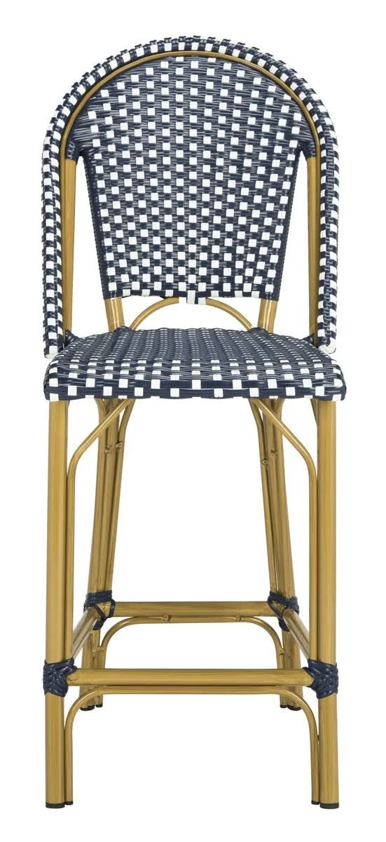 Safavieh Gresley Indoor-Outdoor Stacking French Bistro Counter Stool - Navy/White