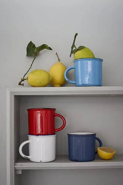 Canvas Home Tinware Mugs in White/Red (Set of 4)