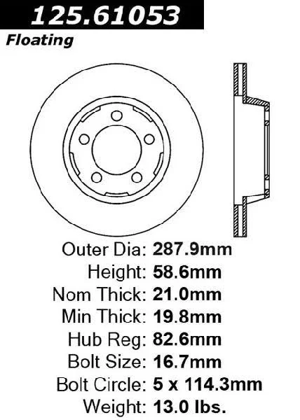 Centric Premium High Carbon Alloy Brake Rotor 125.61053