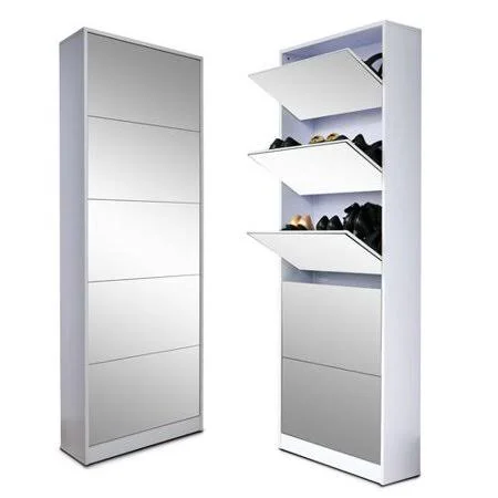 Organizedlife Wood Shoe Cabinet Storage Cabinet Shoe Rack with Drawer Full Mirror - White, Women's