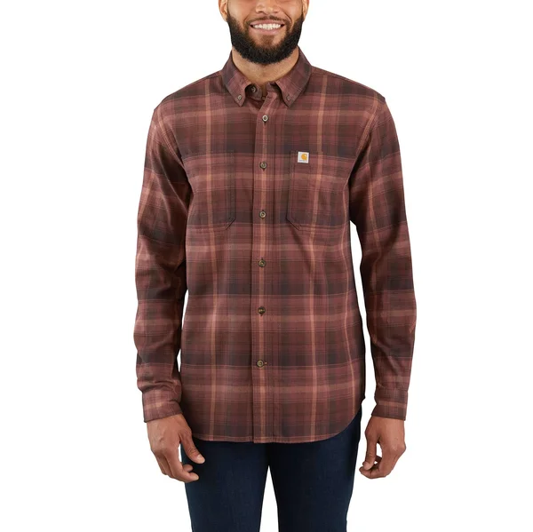 Carhartt Rugged Flex Hamilton Plaid Long Sleeve Shirt - Men's Dark Cedar