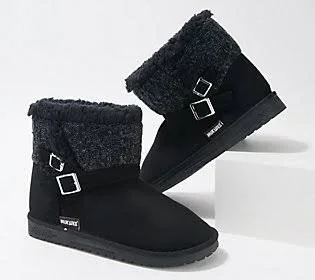 Muk Luks Amee Suede Faux Shearling Lined Boot, Size 6, Black