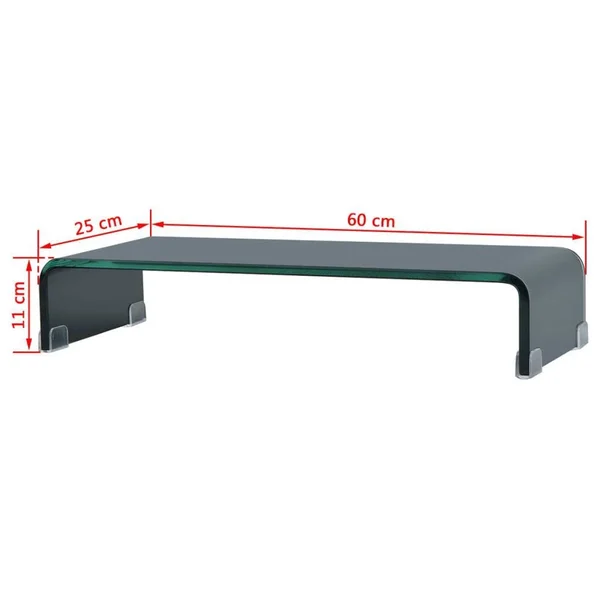 vidaXL TV Stand - Monitor Riser Glass Black 23.6x22x9.8x22x4.3x22