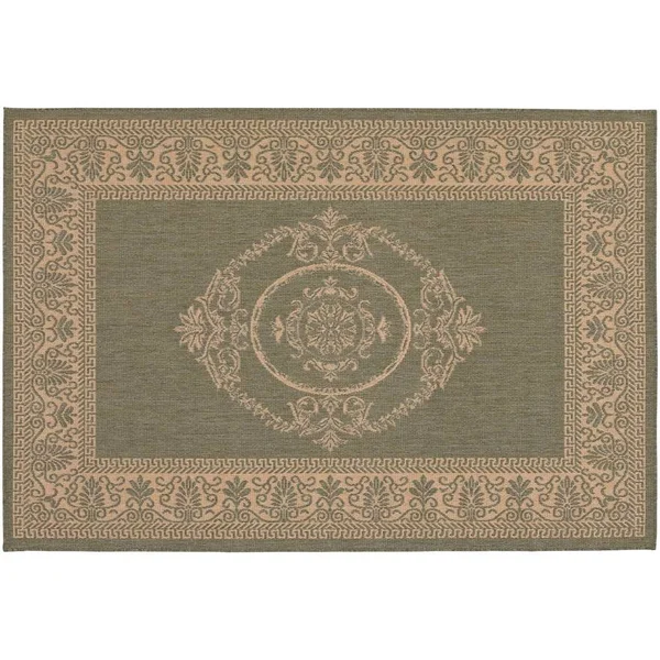 Couristan Recife Antique Medallion Area Rug - Green/Natural, 8&6x22 Square