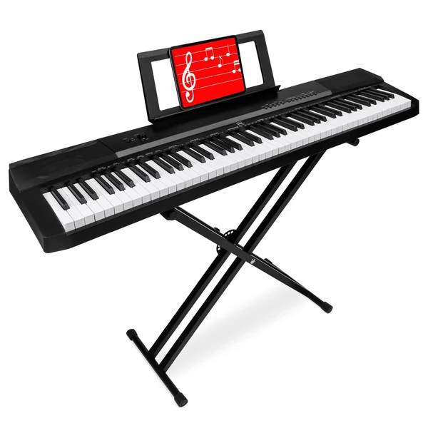 Best Choice Products 88-Key Digital Piano Set with Weighted Keys, Sustain Pedal and Stand, Black