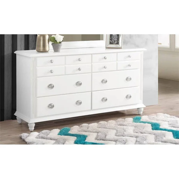 Glory Furniture Summit 6 Drawer Dresser in White - G5975-D