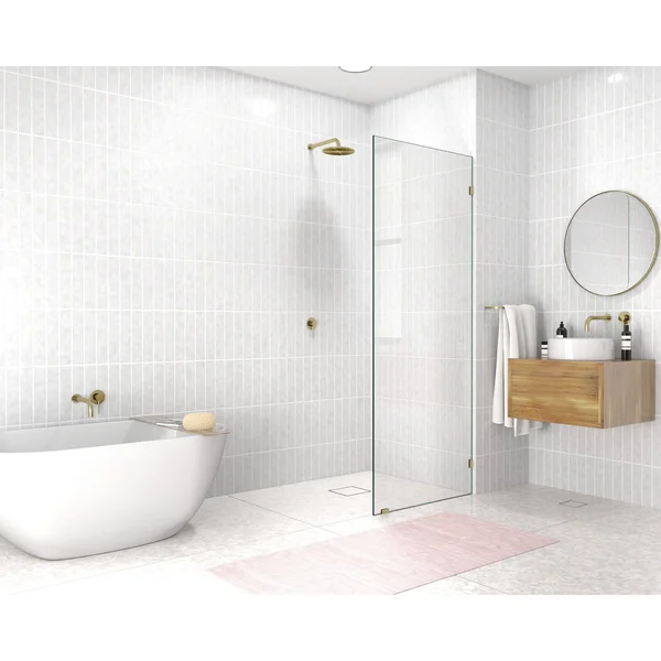 Glass Warehouse 78x22 x 31x22 Frameless Shower Door - Single Fixed Panel - Polished Chrome