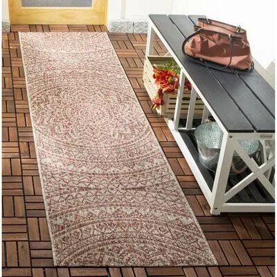Amedee Floral Light Beige/Terracotta Indoor - Outdoor Area Rug Bungalow Rose Rug Size: Runner 2&3x22 x 12&