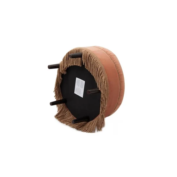 Brika Home Tufted Decorative Round Ottoman in Orange - BR-1871579