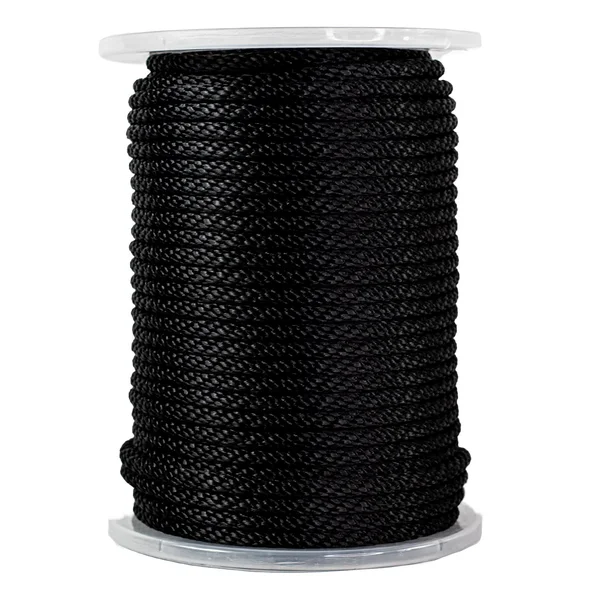 Sgt Knots Dacron Polyester Rope (1/8 inch - 3/8 inch) Solid Braid Black or White - Moisture, Oil, UV, Rot Resistant - Boating, A