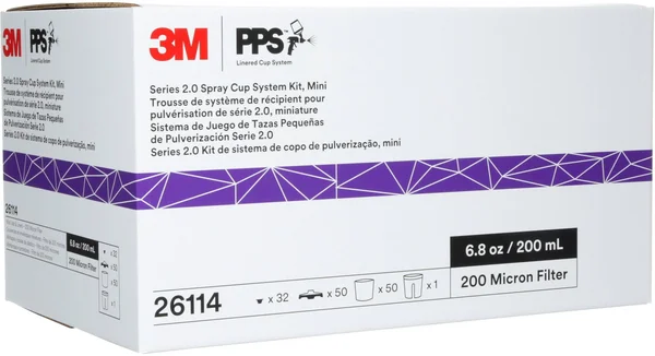3M 26114 PPS Series 2.0 Spray Cup System Kit - Mini (6.8 fl oz, 200 mL) 200 Micron Filter