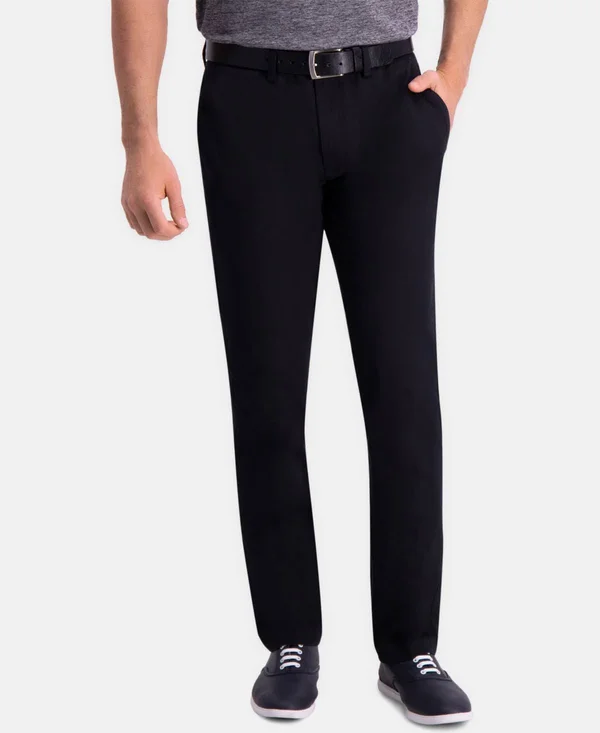Haggar Grey Premium Comfort Slim Fit Flat Front Khaki Pants