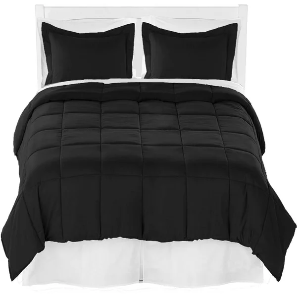 Bare Home Microfiber Comforter - Sheet Set & Bed Skirt Bedding Bundle - Coronet Blue/White/White - Full