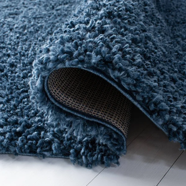 Safavieh August Sophia Solid Plush Shag Area Rug - Navy, 6&7 inch x 6&7 inch Round