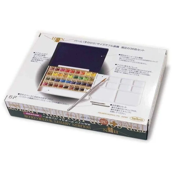 Holbein Watercolor Set Palm Plastic Case 36 Half Pans