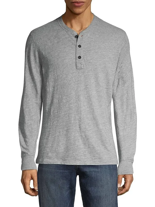 Rag & Bone Men's Classic Long Sleeve Henley - Grey Heather - Size XL
