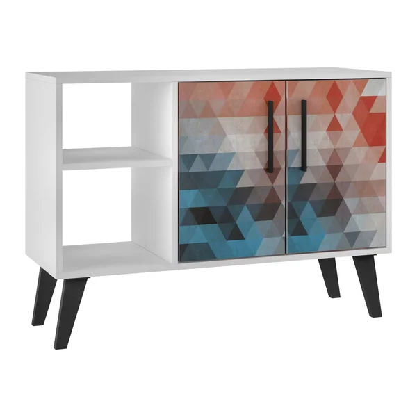 Manhattan Comfort Amsterdam 35.43x22 Sideboard in Multi Color Red and Blue