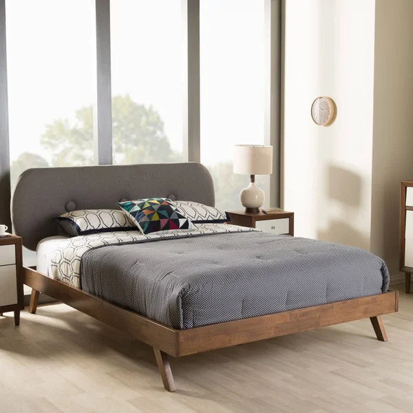 Carson Carrington Floro Mid-Century Platform Bed (Grey - King)