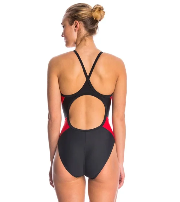 TYR DSPN1A Women's Alliance Splice Diamondfit Swimsuit - Black/Red, 30