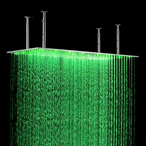12x22x24x22 Rainfall LED Shower Set Double-Function Valve - Brass Handheld Shower Brushed Stainless Steel, 12 x 24 x 0.4 inches