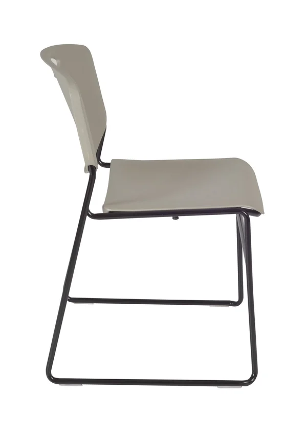Cain 42x22 Square Breakroom Table- Beige & 4 Zeng Stack Chairs- Grey