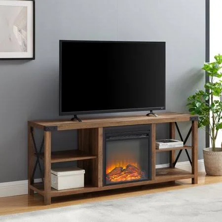 Magnolia Reclaimed Farmhouse Fireplace TV Stand by Desert fields, Size: 15.5\