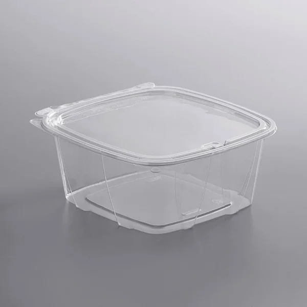 Dart CH64DEF 64 oz Tamper-Resistant Clear Hinged Container with Flat Lid (Case of 200)