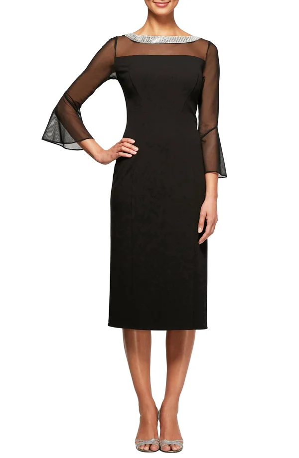 Alex Evenings Embellished Shift Dress - Black - 10p