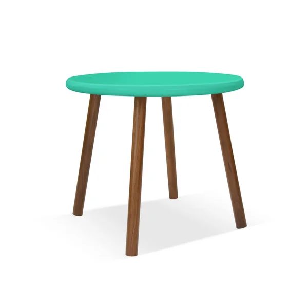 Peewee Round Kids Table - Walnut/Mint, 23.5x22 Small