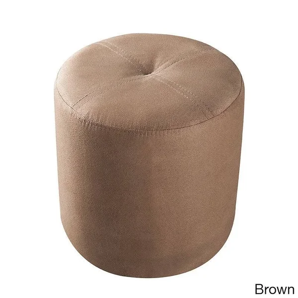 Porch & Den Lodo Wynkoop Round Upholstered Stool Ottoman, Black
