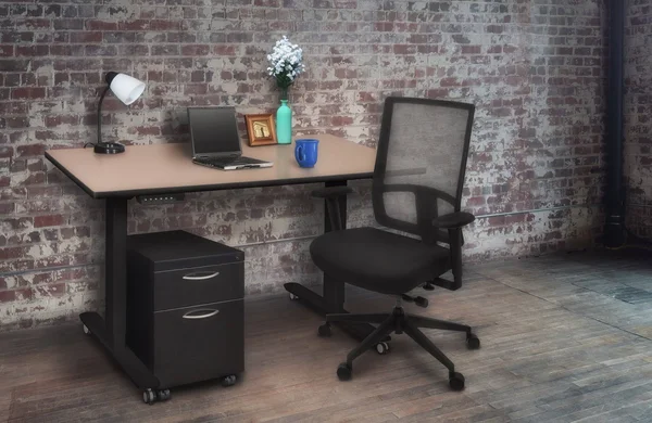 Regency Esteem 66x22 Height Adjustable Power Desk- Mocha Walnut