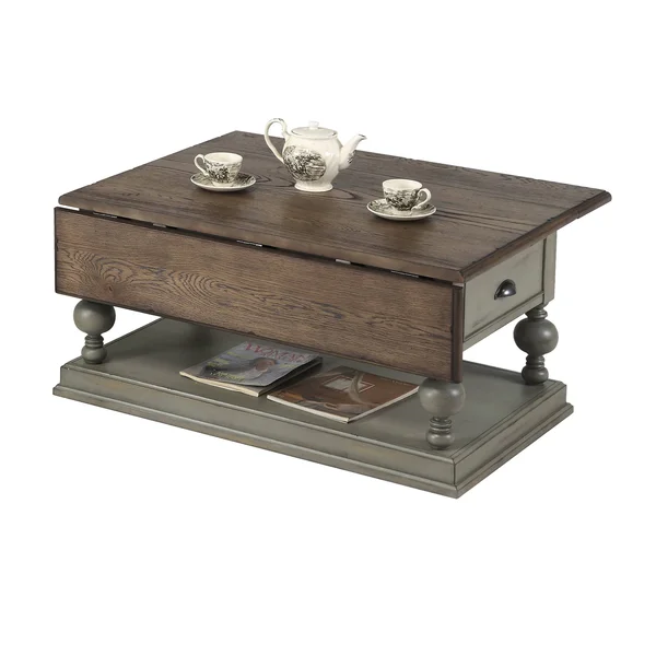 Progressive Furniture Colonnades Drop-Leaf Cocktail Table - Weathered Grey/Oak
